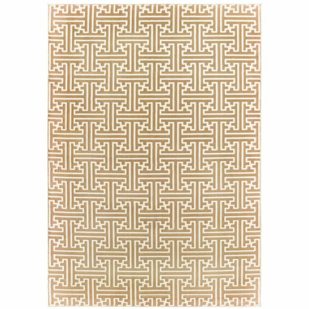 6' X 9' Gold And Ivory Geometric Power Loom Stain Resistant Area Rug - Homeroots - Flyclothing LLC