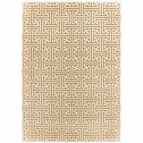 6' X 9' Gold And Ivory Geometric Power Loom Stain Resistant Area Rug - Homeroots - Flyclothing LLC