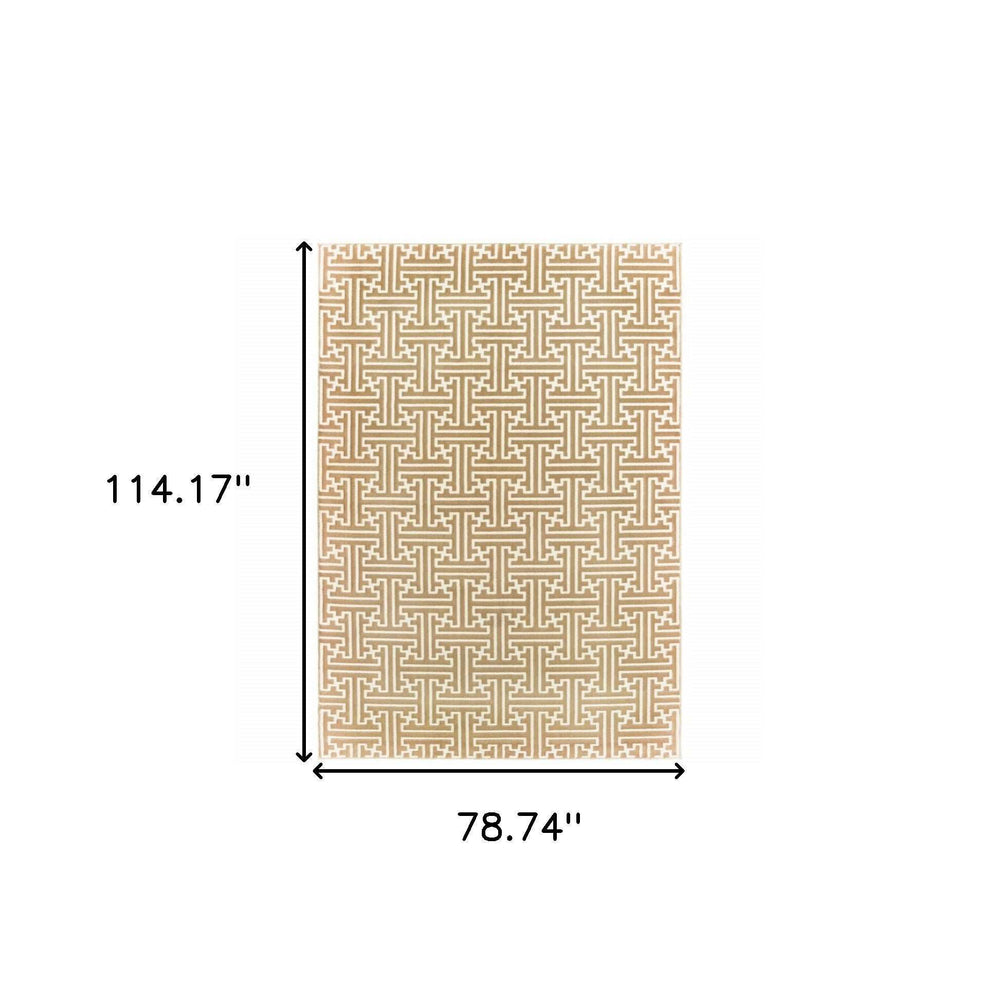 6' X 9' Gold And Ivory Geometric Power Loom Stain Resistant Area Rug - Homeroots - Flyclothing LLC