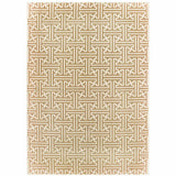 8' X 11' Gold And Ivory Geometric Power Loom Stain Resistant Area Rug - Homeroots - Flyclothing LLC