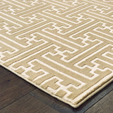 10' X 13' Gold And Ivory Geometric Power Loom Stain Resistant Area Rug - Homeroots - Flyclothing LLC