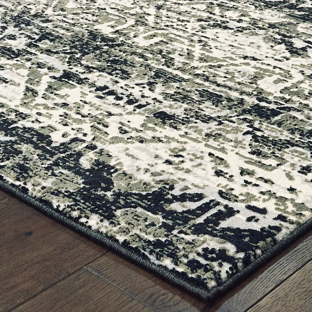 2' X 8' Grey And Ivory Geometric Power Loom Stain Resistant Runner Rug - Homeroots - Flyclothing LLC