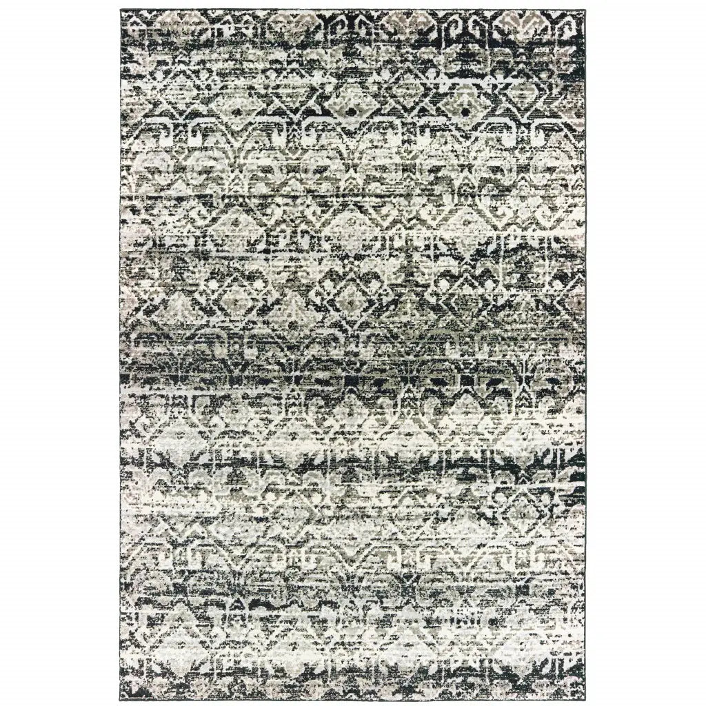 4' X 6' Grey And Ivory Geometric Power Loom Stain Resistant Area Rug - Homeroots - Flyclothing LLC