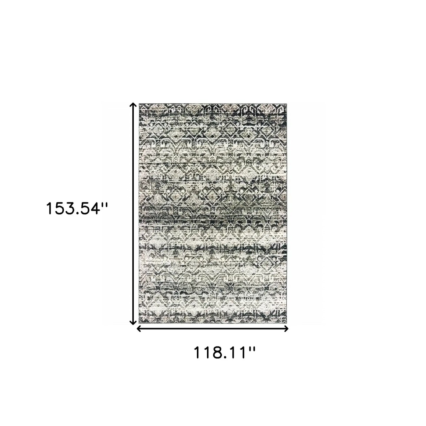 10' X 13' Grey And Ivory Geometric Power Loom Stain Resistant Area Rug - Homeroots - Flyclothing LLC