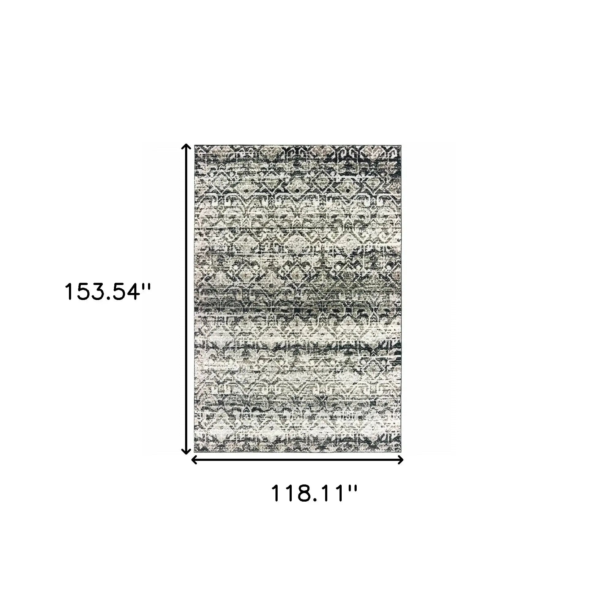 10' X 13' Grey And Ivory Geometric Power Loom Stain Resistant Area Rug - Homeroots - Flyclothing LLC