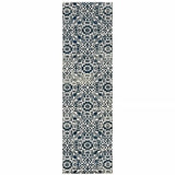 2' X 8' Navy And Ivory Geometric Power Loom Stain Resistant Runner Rug - Homeroots - Flyclothing LLC