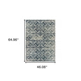 4' X 6' Navy And Ivory Geometric Power Loom Stain Resistant Area Rug - Homeroots - Flyclothing LLC