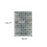 6' X 9' Navy And Ivory Geometric Power Loom Stain Resistant Area Rug - Homeroots - Flyclothing LLC