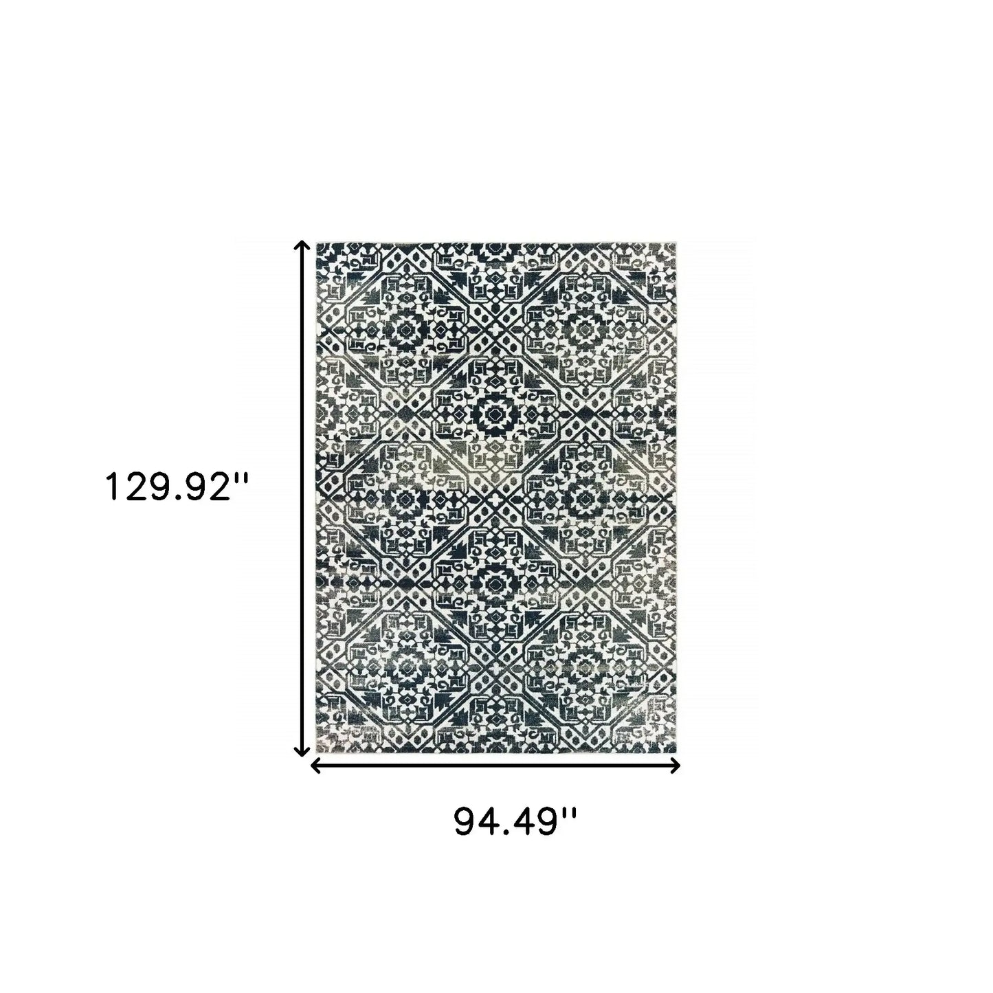 8' X 11' Navy And Ivory Geometric Power Loom Stain Resistant Area Rug - Homeroots - Flyclothing LLC