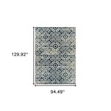 8' X 11' Navy And Ivory Geometric Power Loom Stain Resistant Area Rug - Homeroots - Flyclothing LLC