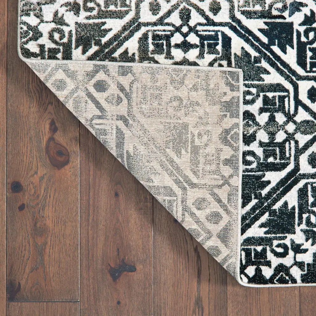 10' X 13' Navy And Ivory Geometric Power Loom Stain Resistant Area Rug - Homeroots - Flyclothing LLC