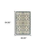 4' X 6' Ivory Navy And Gold Oriental Power Loom Stain Resistant Area Rug - Homeroots - Flyclothing LLC