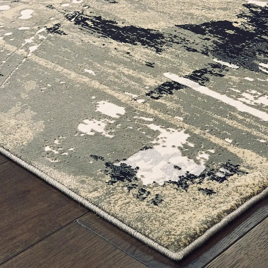 2' X 8' Black Gold Grey And Ivory Abstract Power Loom Stain Resistant Runner Rug - Homeroots - Flyclothing LLC