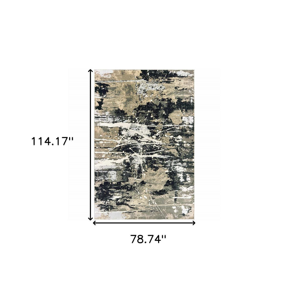 6' X 9' Black Gold Grey And Ivory Abstract Power Loom Stain Resistant Area Rug - Homeroots - Flyclothing LLC
