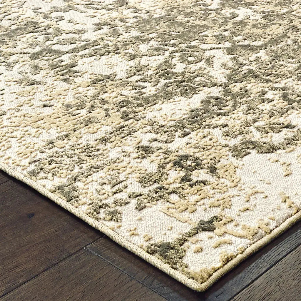 2' X 8' Grey And Gold Abstract Power Loom Stain Resistant Runner Rug - Homeroots - Flyclothing LLC