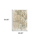 4' X 6' Grey And Gold Abstract Power Loom Stain Resistant Area Rug - Homeroots - Flyclothing LLC