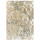 5' X 8' Grey And Gold Abstract Power Loom Stain Resistant Area Rug - Homeroots
