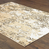 5' X 8' Grey And Gold Abstract Power Loom Stain Resistant Area Rug - Homeroots - Flyclothing LLC