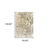 8' X 11' Grey And Gold Abstract Power Loom Stain Resistant Area Rug - Homeroots - Flyclothing LLC