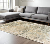 8' X 11' Grey And Gold Abstract Power Loom Stain Resistant Area Rug - Homeroots - Flyclothing LLC