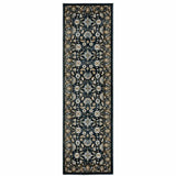 2' X 8' Navy Caramel And Ivory Oriental Power Loom Stain Resistant Runner Rug - Homeroots - Flyclothing LLC