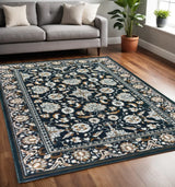 4' X 6' Navy Caramel And Ivory Oriental Power Loom Stain Resistant Area Rug - Homeroots - Flyclothing LLC