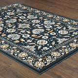 8' X 11' Navy Caramel And Ivory Oriental Power Loom Stain Resistant Area Rug - Homeroots - Flyclothing LLC
