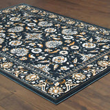 8' X 11' Navy Caramel And Ivory Oriental Power Loom Stain Resistant Area Rug - Homeroots - Flyclothing LLC