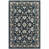 10' X 13' Navy Caramel And Ivory Oriental Power Loom Stain Resistant Area Rug - Homeroots - Flyclothing LLC