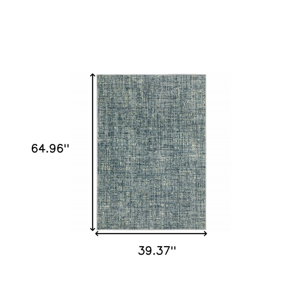 3' X 5' Dark Blue Light Blue Grey Ivory And Beige Abstract Power Loom Stain Resistant Area Rug - Homeroots - Flyclothing LLC