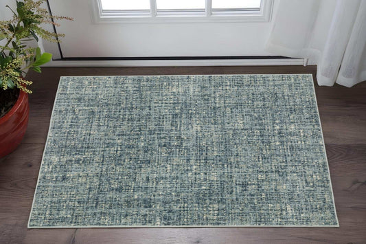 3' X 5' Dark Blue Light Blue Grey Ivory And Beige Abstract Power Loom Stain Resistant Area Rug - Homeroots - Flyclothing LLC