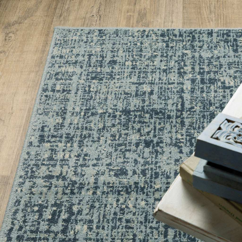 10' X 13' Dark Blue Light Blue Grey Ivory And Beige Abstract Power Loom Stain Resistant Area Rug - Homeroots - Flyclothing LLC