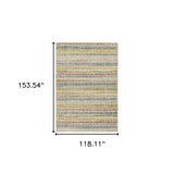 10' X 13' Ivory Blue Green Red And Gold Geometric Power Loom Stain Resistant Area Rug - Homeroots - Flyclothing LLC