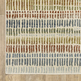 10' X 13' Ivory Blue Green Red And Gold Geometric Power Loom Stain Resistant Area Rug - Homeroots