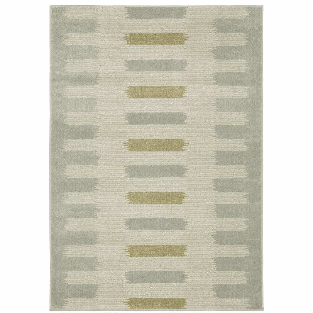 8' X 10' Beige Grey Gold And Green Geometric Power Loom Stain Resistant Area Rug - Homeroots - Flyclothing LLC