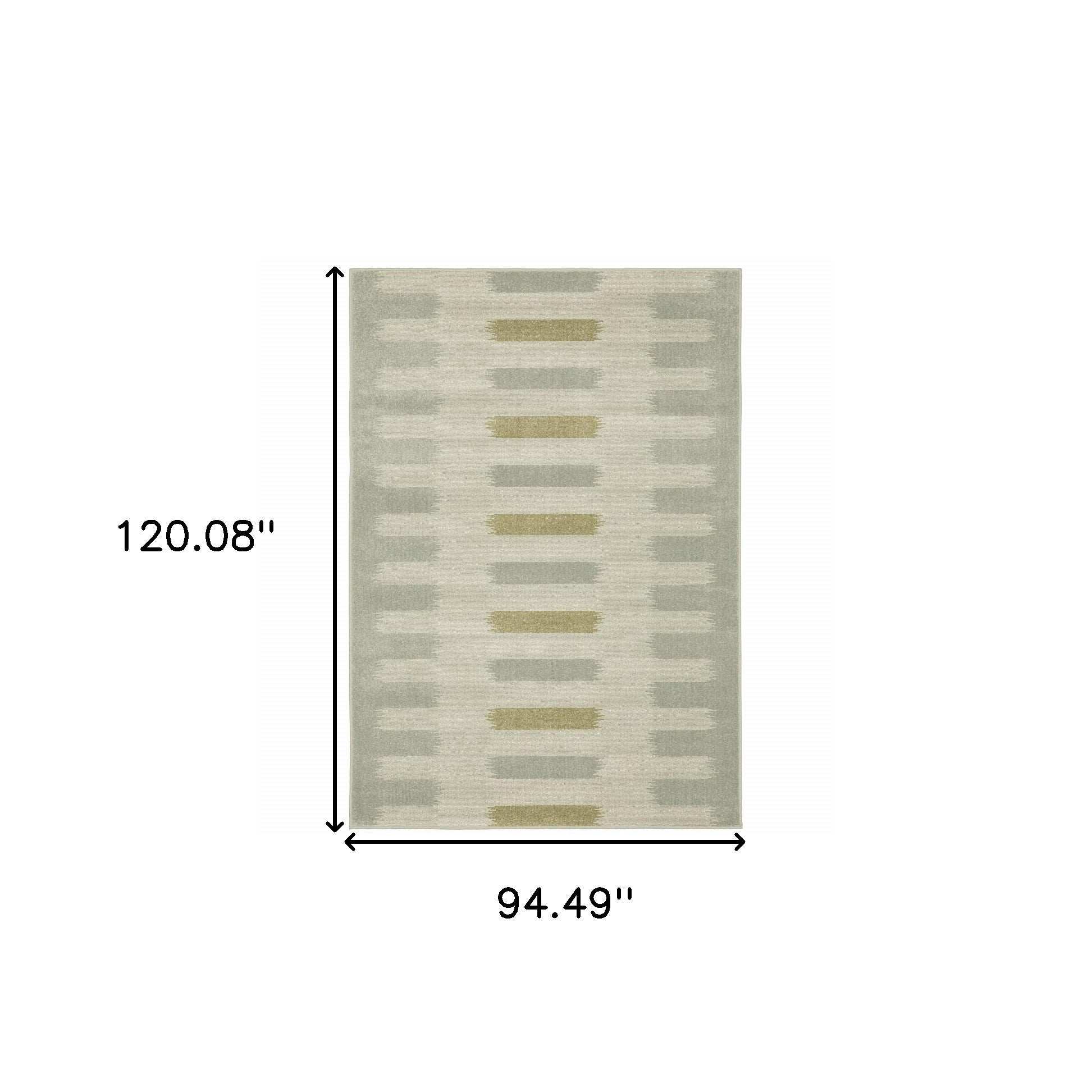 8' X 10' Beige Grey Gold And Green Geometric Power Loom Stain Resistant Area Rug - Homeroots - Flyclothing LLC