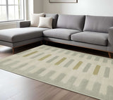 8' X 10' Beige Grey Gold And Green Geometric Power Loom Stain Resistant Area Rug - Homeroots - Flyclothing LLC