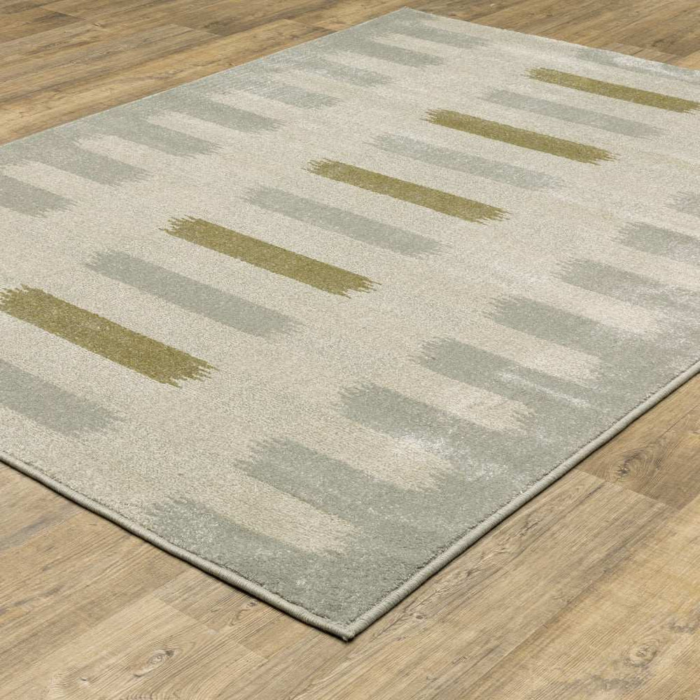 10' X 13' Beige Grey Gold And Green Geometric Power Loom Stain Resistant Area Rug - Homeroots - Flyclothing LLC