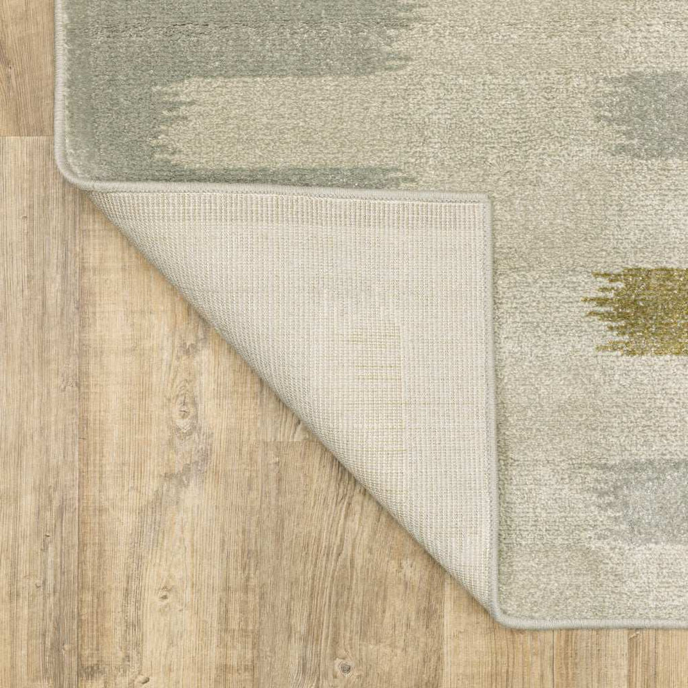 10' X 13' Beige Grey Gold And Green Geometric Power Loom Stain Resistant Area Rug - Homeroots - Flyclothing LLC
