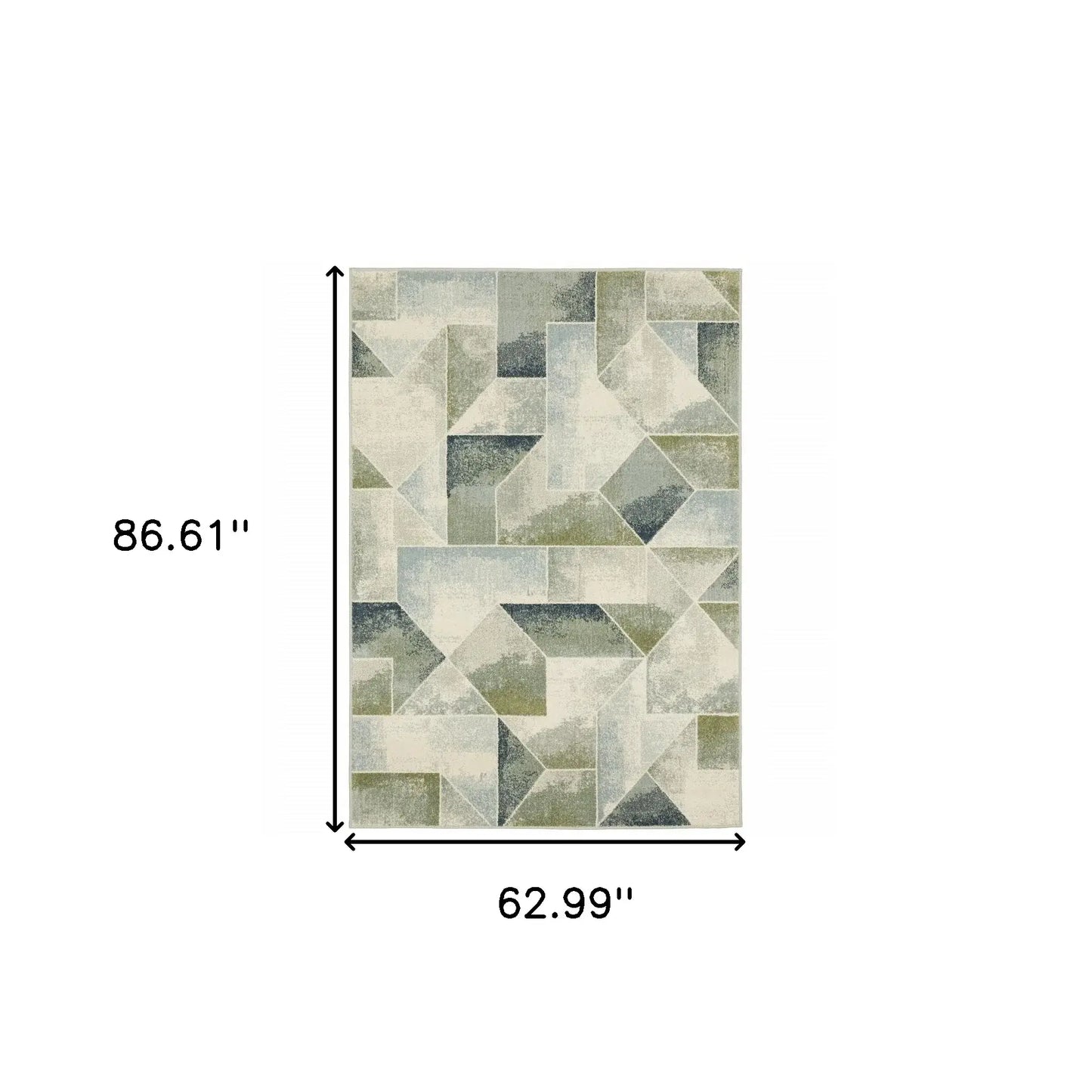 5' X 7' Blue Green Grey Gold And Ivory Geometric Power Loom Stain Resistant Area Rug - Homeroots - Flyclothing LLC