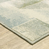 10' X 13' Blue Green Grey Gold And Ivory Geometric Power Loom Stain Resistant Area Rug - Homeroots - Flyclothing LLC
