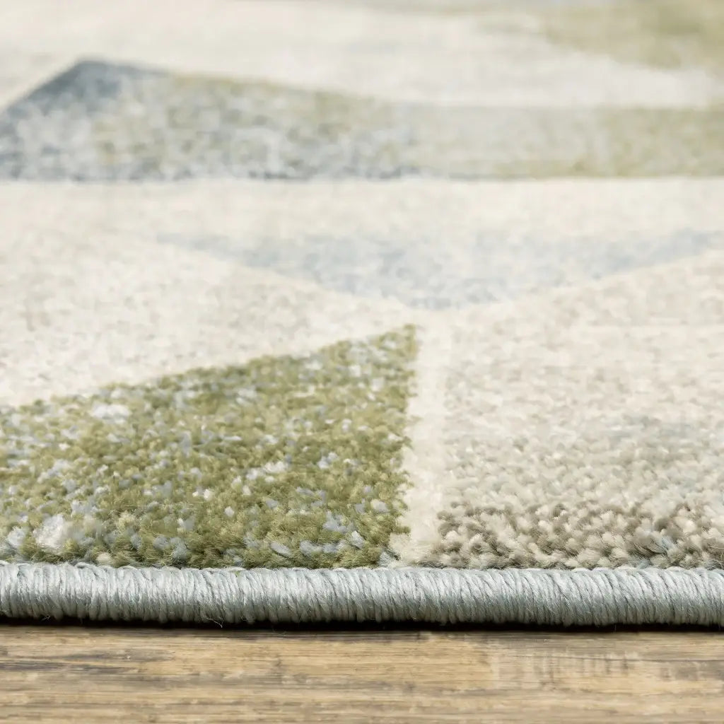 10' X 13' Blue Green Grey Gold And Ivory Geometric Power Loom Stain Resistant Area Rug - Homeroots - Flyclothing LLC