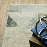 10' X 13' Blue Green Grey Gold And Ivory Geometric Power Loom Stain Resistant Area Rug - Homeroots - Flyclothing LLC
