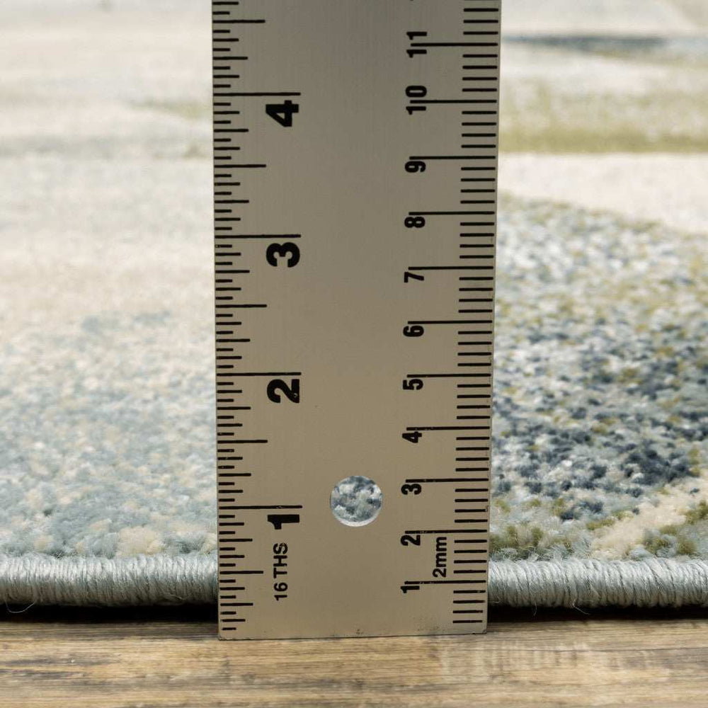 10' X 13' Blue Green Grey Gold And Ivory Geometric Power Loom Stain Resistant Area Rug - Homeroots - Flyclothing LLC