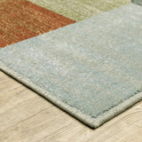 8' X 10' Grey Teal Blue Rust Green And Ivory Geometric Power Loom Stain Resistant Area Rug - Homeroots - Flyclothing LLC
