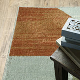 8' X 10' Grey Teal Blue Rust Green And Ivory Geometric Power Loom Stain Resistant Area Rug - Homeroots - Flyclothing LLC