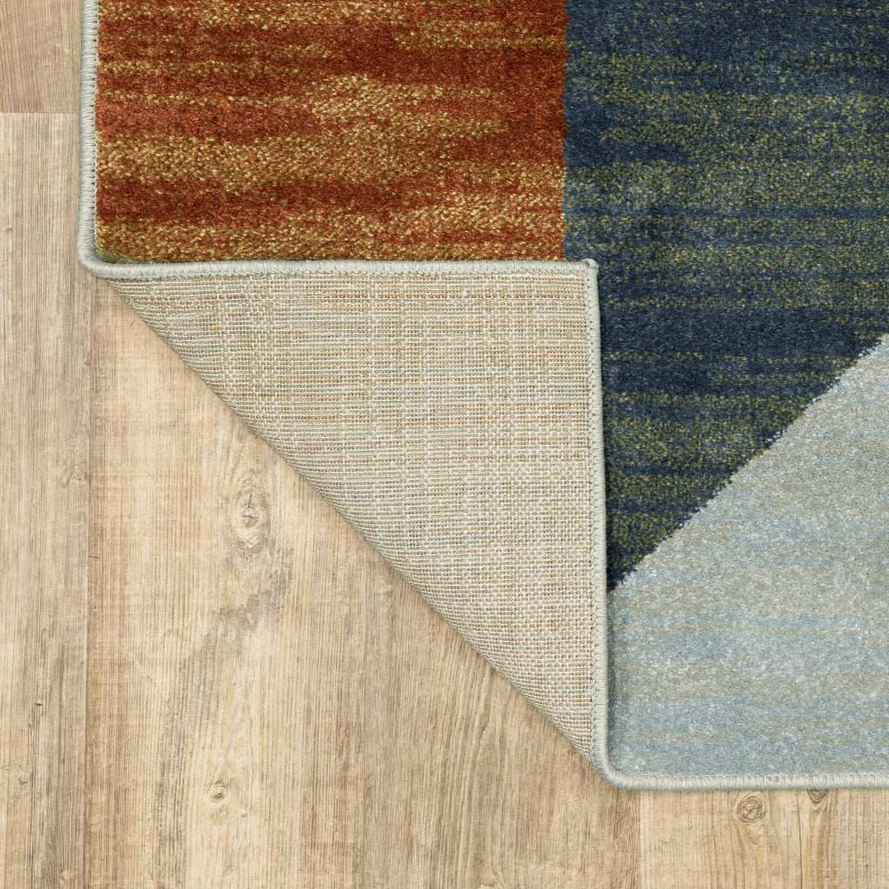 8' X 10' Grey Teal Blue Rust Green And Ivory Geometric Power Loom Stain Resistant Area Rug - Homeroots - Flyclothing LLC