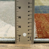 8' X 10' Grey Teal Blue Rust Green And Ivory Geometric Power Loom Stain Resistant Area Rug - Homeroots - Flyclothing LLC