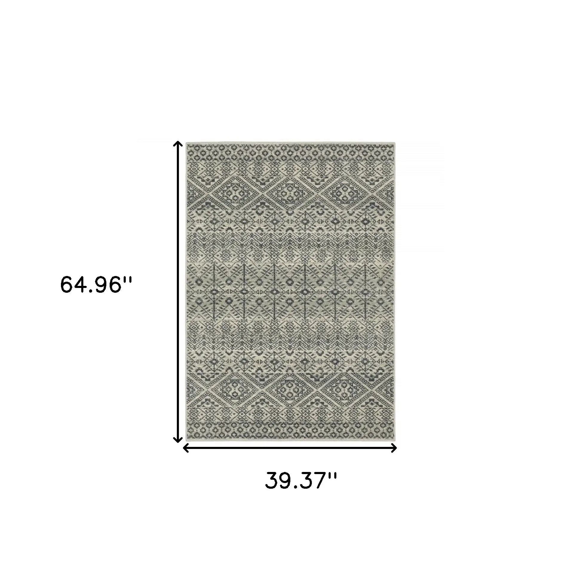 3' X 5' Blue And Beige Geometric Power Loom Stain Resistant Area Rug - Homeroots - Flyclothing LLC