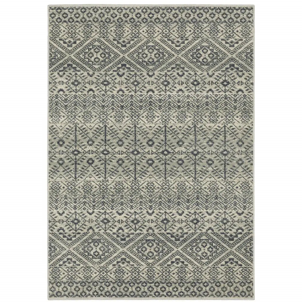 5' X 7' Blue And Beige Geometric Power Loom Stain Resistant Area Rug - Homeroots - Flyclothing LLC